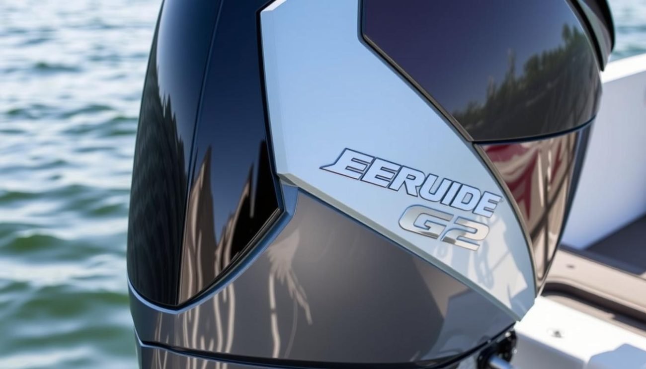 Evinrude E-TEC G2 150 outboard motor with its distinctive design and direct injection technology in 2025 Evinrude E-TEC G2 150 outboard motor with its distinctive design and direct injection technology in 2025